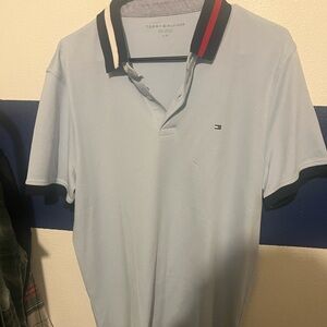 Tommy Hilfiger Sky Blue Polo with Tricolor Collar